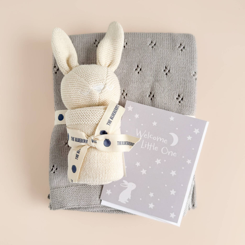 Welcome Little One Bunny Moon Stars Baby Greeting Card Greeting Cards The Blueberry Hill 