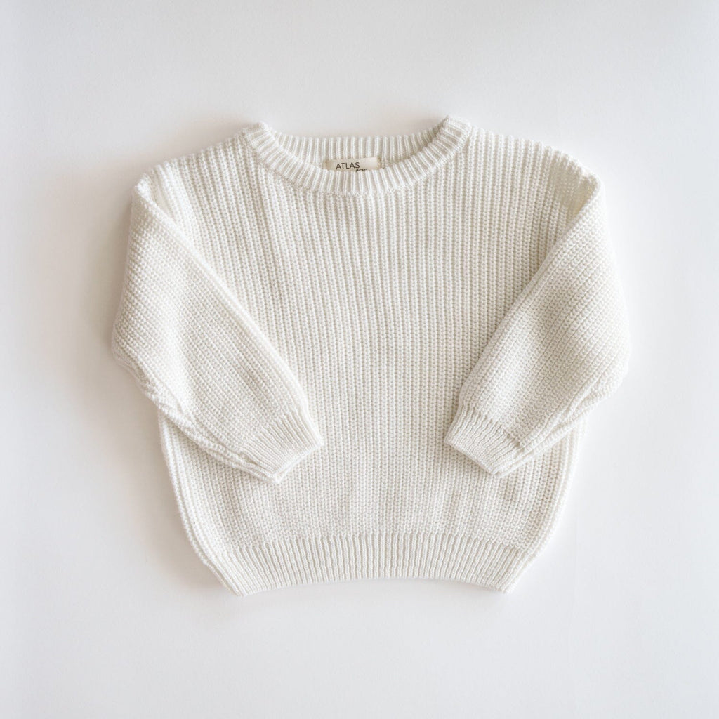 Organic Oversized Knit Sweater Baby & Toddler shopatlasgrey Milk NB 