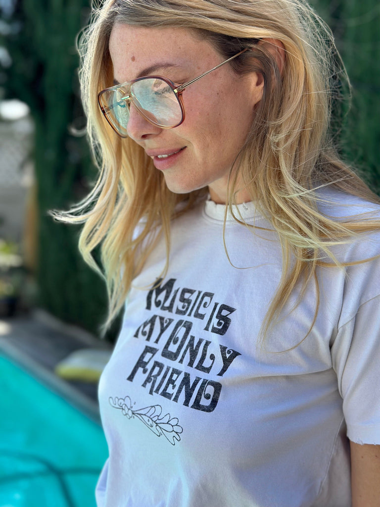 Music Is My Only Friend Tee | Pale Blue Tops & Tees Stoned Immaculate 