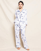 Women's Twill Pajama Set in Indigo Floral Adult Sleepwear Petite Plume 