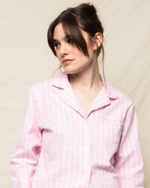 Women's Twill Pajama Set in Pink Gingham Adult Sleepwear Petite Plume 