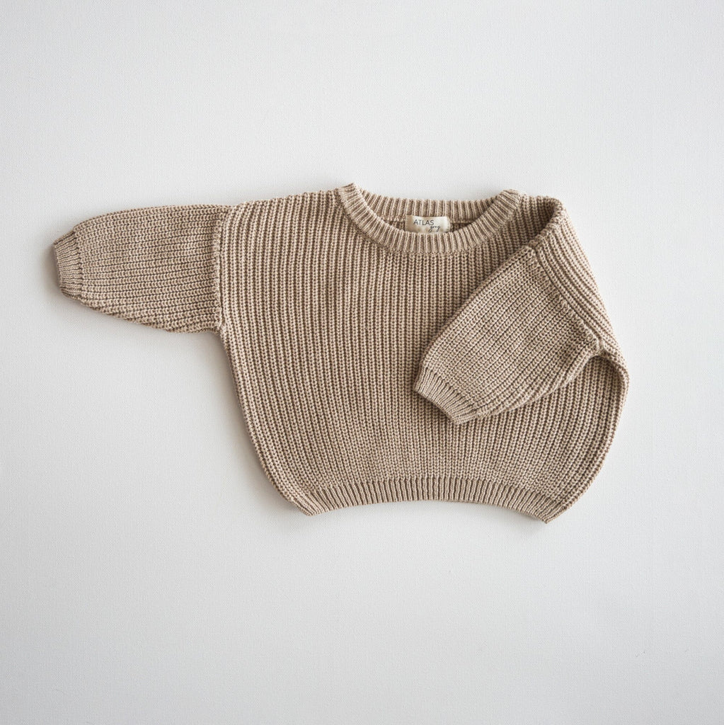 Organic Chunky Knit Sweater shopatlasgrey Wheat NB 