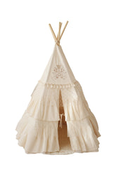 “Boho” Teepee Tent with Frills and "Caramel" Mat with Frill Set Set teepee with mat moimili.us 