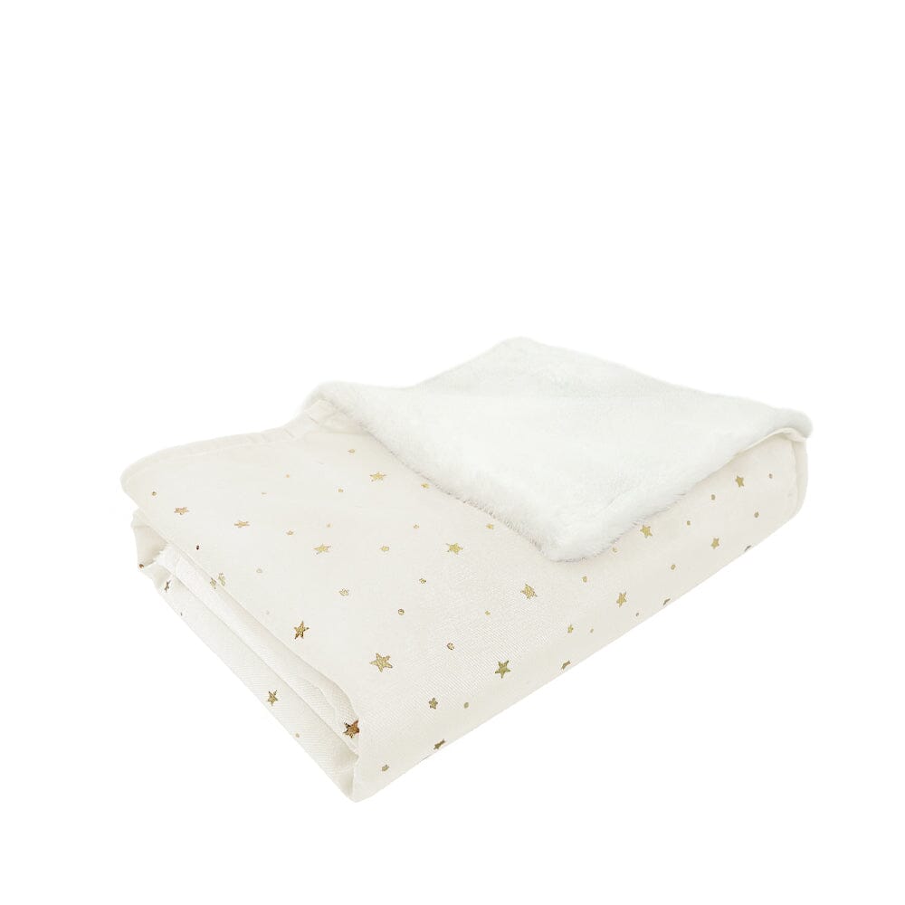 Celestial Velvet and Faux Fur Baby Blanket - White Blankets MON AMI 