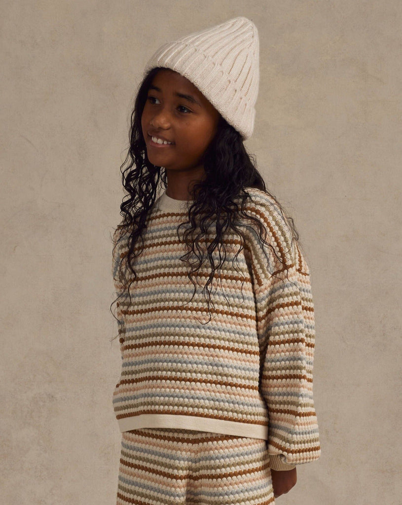 Boxy Crop Sweater || Honeycomb Stripe