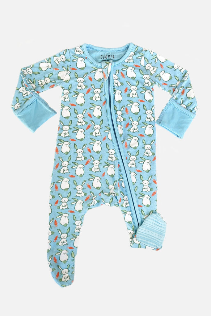 Soft & Stretchy Zipper Footie - Easter Bunnies by Clover Baby & Kids Onesies Clover Baby & Kids 