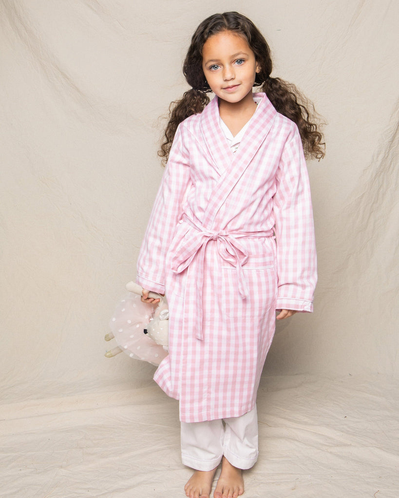 Kid's Twill Robe in Pink Gingham Children's Robe Petite Plume 