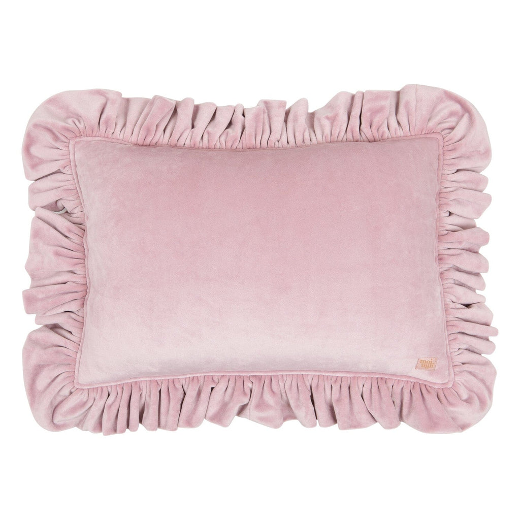 “Light Pink” Soft Velvet Pillow with Frill Cushion moimili.us 