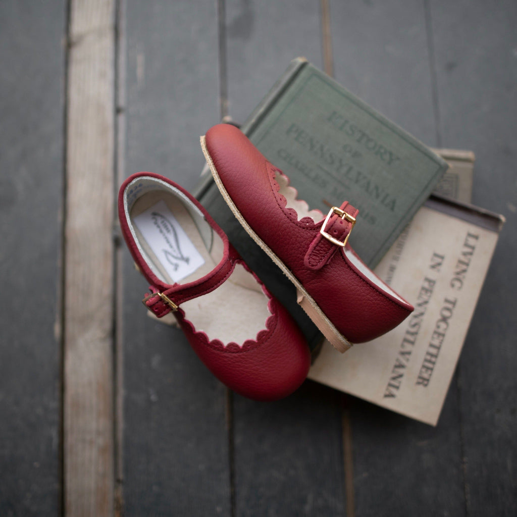 Scalloped Mary Jane - Burgundy mary jane's Zimmerman Shoes 