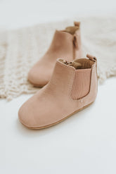 Waxed Leather Chelsea Boot | Color 'Antelope Pink' | Soft Sole Mitts & Booties Consciously Baby 