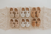 Leather Petal T-Bar | Color 'Cotton White' | Soft Sole Mitts & Booties Consciously Baby 