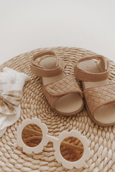 Leather Woven Sandal | Color 'Stone' | Hard Sole Shoes Consciously Baby 