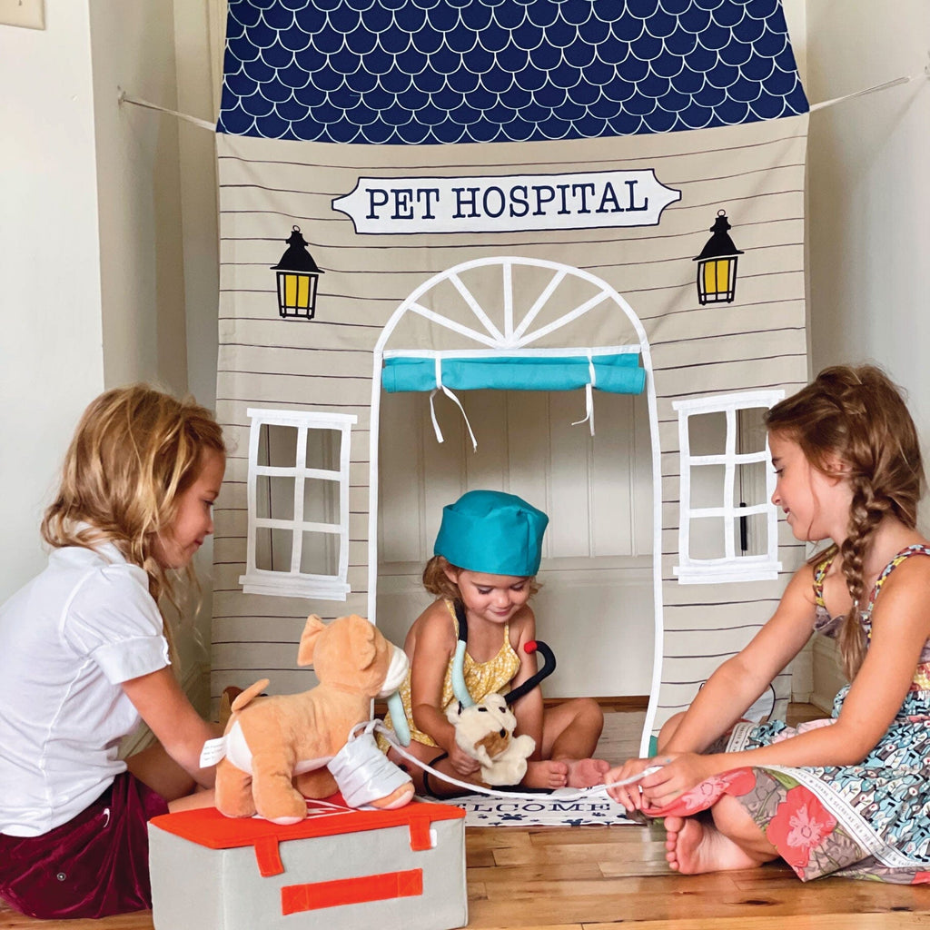 Pet Hospital Doorway Storefront with Vet's Kit Play Tent Role Play Kids 