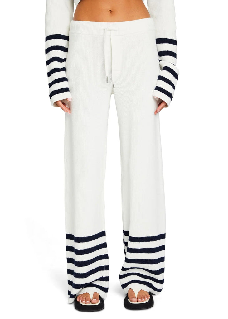 Poe Knit Pant | White/Navy Pants Ser.O.Ya 