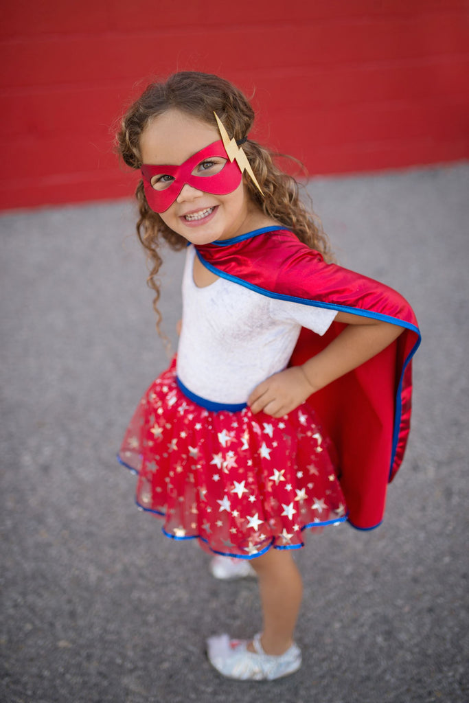 Superhero Tutu Cape and Mask Set Costumes Great Pretenders USA Size 4-6 