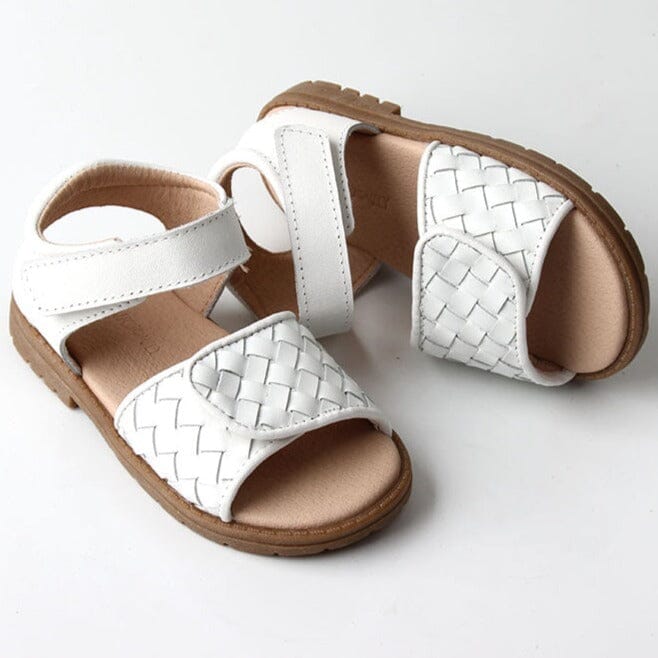 Leather Woven Sandal | Color 'Cotton' | Hard Sole Shoes Consciously Baby 5 (12 - 18 months) 