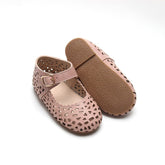 Leather Boho Mary Janes | Color 'Rosewater' Shoes Consciously Baby 5 (Hard Sole) 