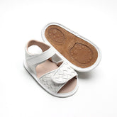 Leather Woven Sandal | Color 'Cotton' | Soft Sole Shoes Consciously Baby 