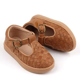 Leather Woven T-Bar | Color 'Walnut' | Hard Sole Consciously Baby 5 (12 - 18 months) 