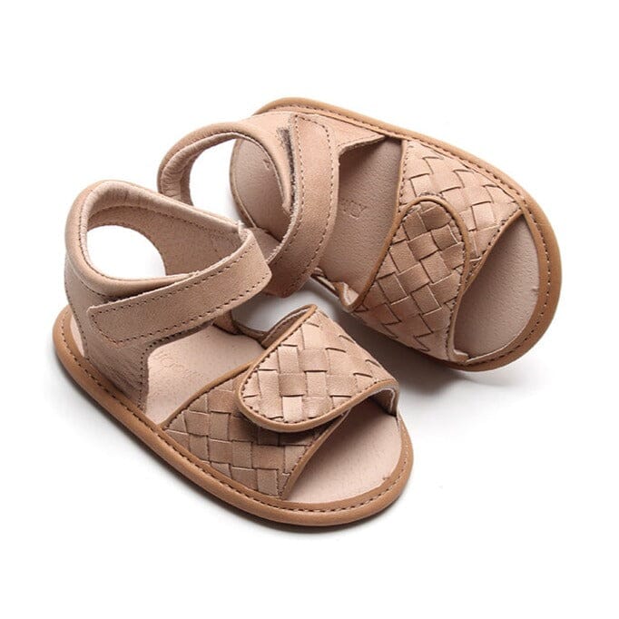 Leather Woven Sandal | Color 'Stone' | Soft Sole Shoes Consciously Baby 2 (3 - 6 months) 