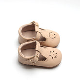 Leather Petal T-Bar | Color 'Honey' | Soft Sole Mitts & Booties Consciously Baby 