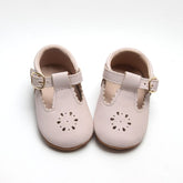 Leather Petal T-Bar | Color 'Dusty Pink' | Soft Sole Mitts & Booties Consciously Baby 