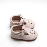 Leather Petal T-Bar | Color 'Dusty Pink' | Soft Sole Mitts & Booties Consciously Baby 