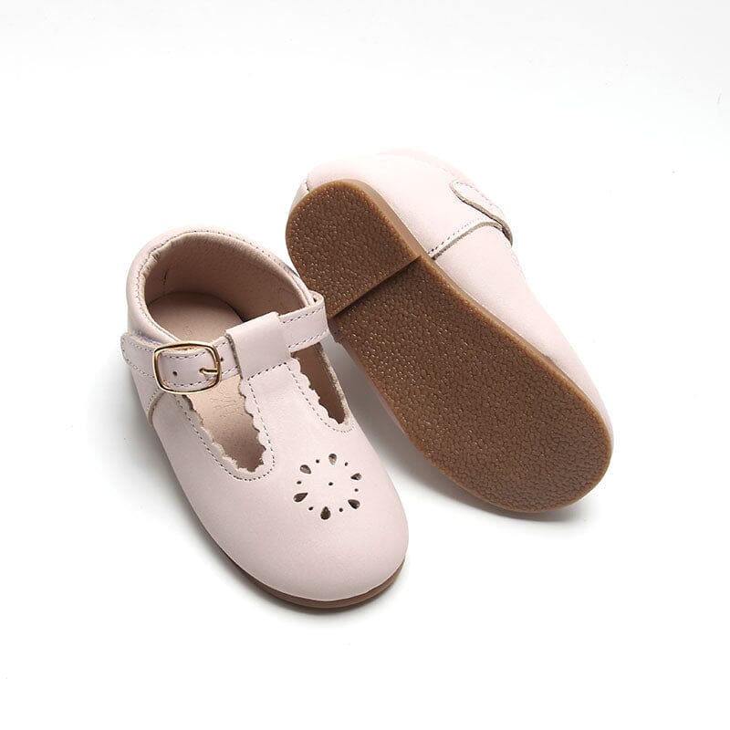 Leather Petal T-Bar | Color 'Dusty Pink' | Hard Sole Shoes Consciously Baby 