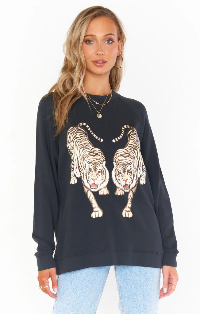 Simon Pullover Sweatshirts Show Me Your Mumu S Dancing Tiger Graphic 