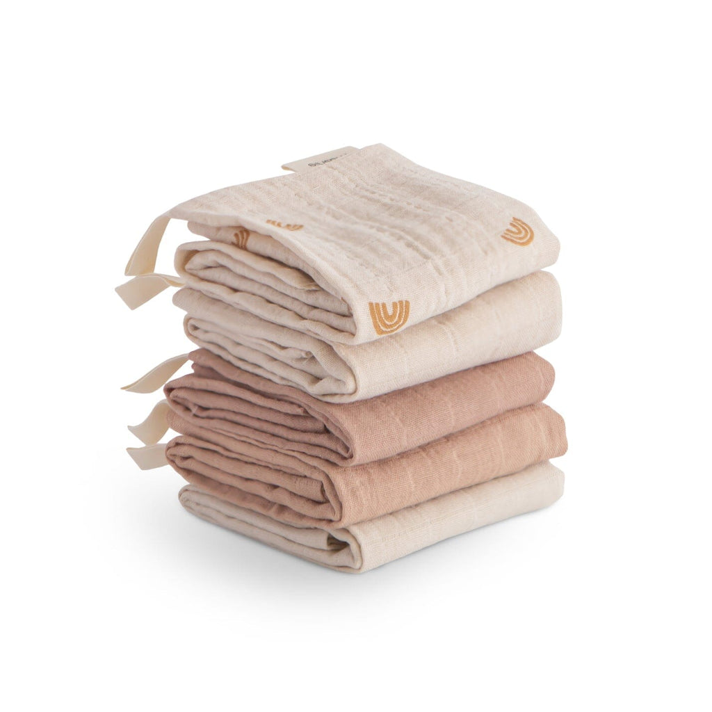 Muslin Cotton Washcloth 5-Pack | Rainbow Combo Bath Towels Mushie OS Rainbow Combo 