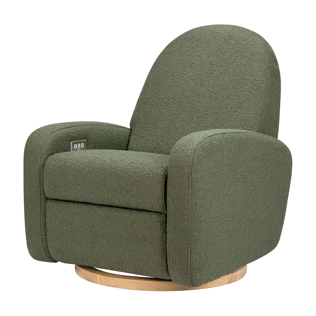 Nami Electronic Recliner and Swivel Glider Recliner | Olive Boucle Babyletto Olive Boucle with Light Wood Base M 
