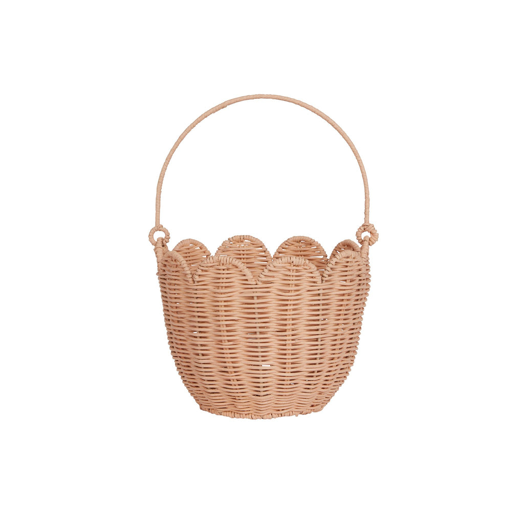 Rattan Tulip Carry Basket | Seashell Pink Bohemian Mama OS 