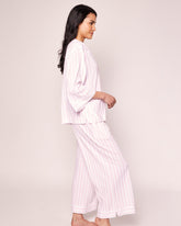 The Olivia Wide Leg Pima Pajama Set in Pink Stripe Women's Pajama's Petite Plume 