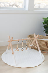 Wooden Baby Gym | White Frame Wooden Baby Gyms Poppyseed Play 