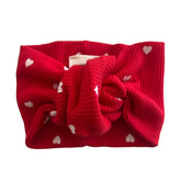 Organic Waffle Turban Headband | Little White Heart (on Red) Bows & Headbands SpearmintLOVE 0-12m Little White Heart (on Red) 