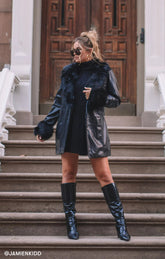 Penny Lane Coat | Black Faux Leather w/Faux Fur Outerwear Show Me Your Mumu 
