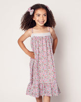 Girl's Twill Lily Nightgown in Fleurs de Rose Children's Nightgown Petite Plume 