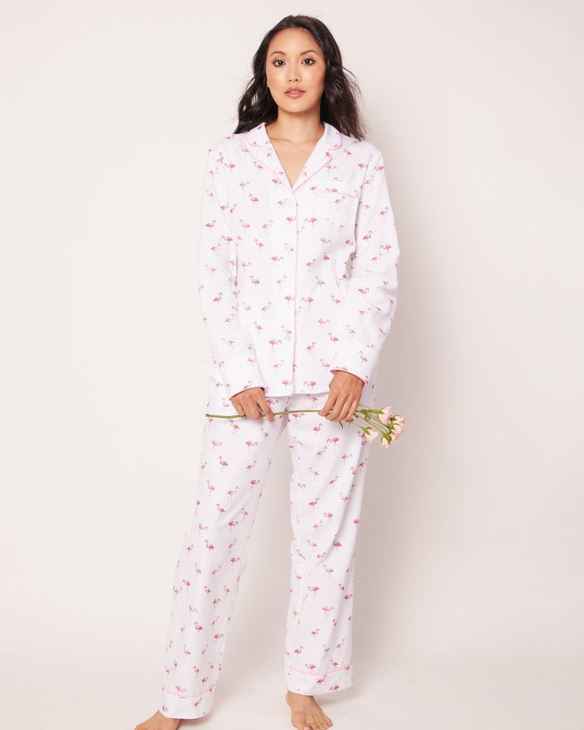 Women's Twill Pajama Set in Flamingos Women's Pajamas Petite Plume 