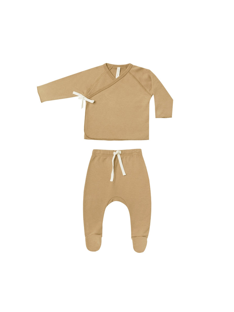 Wrap Top + Footed Pant Set | Honey Sets Quincy Mae NB Honey 