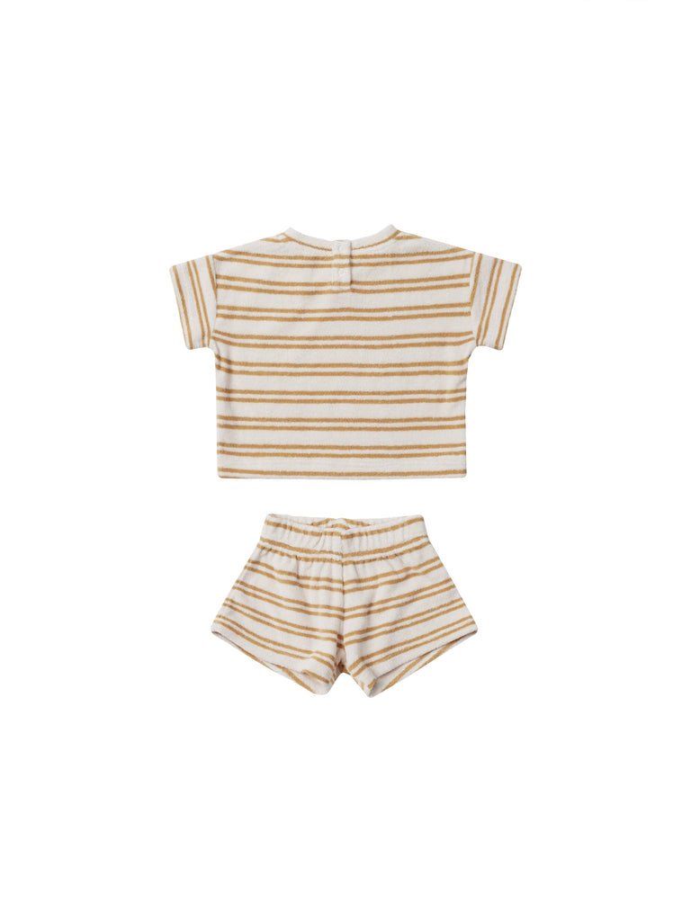 Terry Tee + Shorts Set | Honey Stripe Sets Quincy Mae 3-6M Honey Stripe 