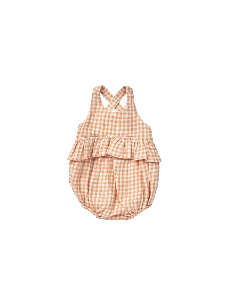Penny Romper | Melon Gingham Jumpsuits & Rompers Quincy Mae 0-3M Melon-Gingham 
