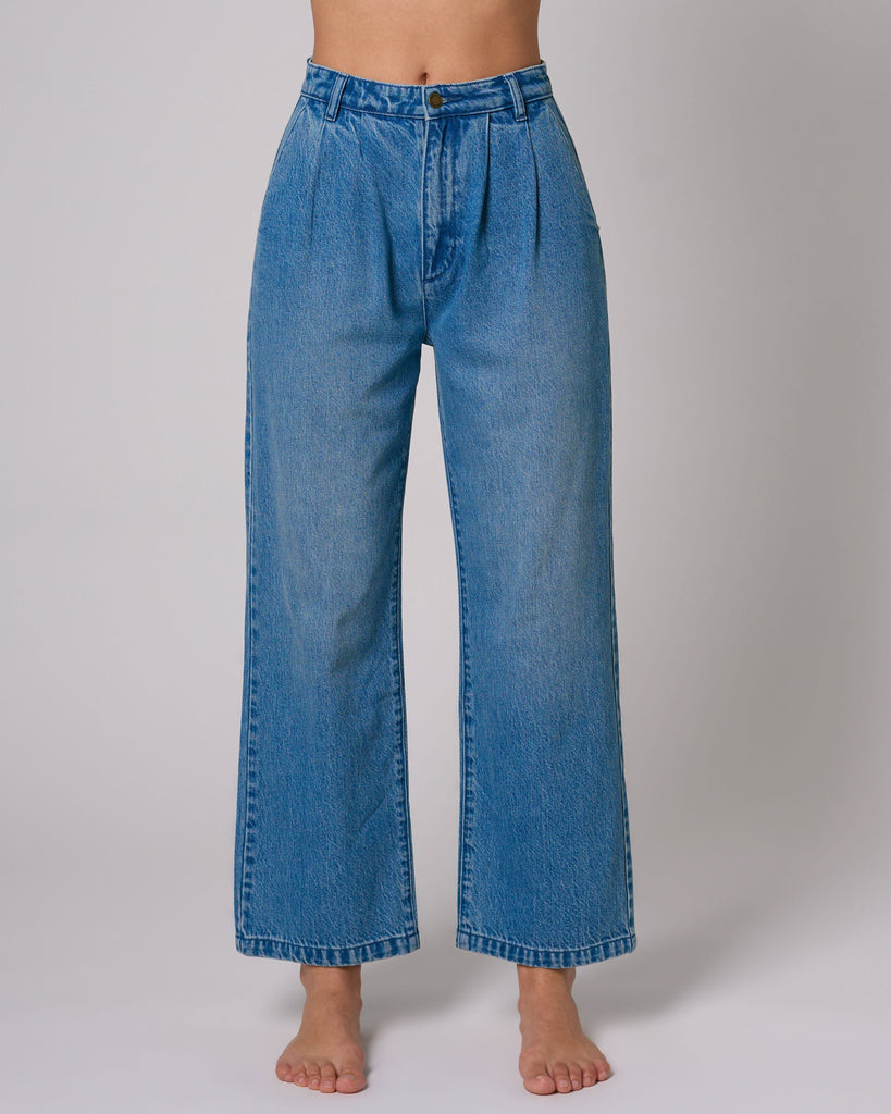 Chloe Pleat Azure Jeans Rolla's 24 Mid Blue 
