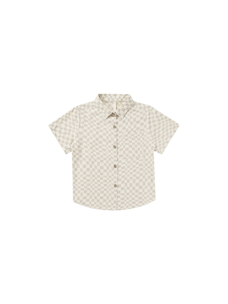 Collard Short Sleeve Shirt | Dove Check Tops & Tees Rylee & Cru 2-3Y Dove Check 