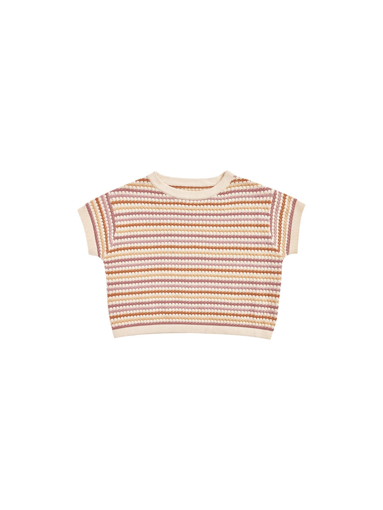 Boxy Crop Knit Tee | Honeycomb Stripe Tops & Tees Rylee & Cru 4-5Y Honeycomb-Stripe 