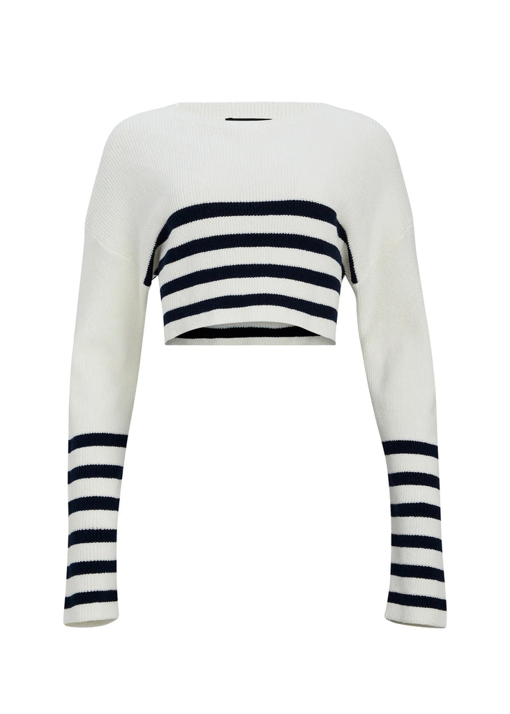 Sharlie Sweater | White/Navy Sweaters Ser.O.Ya XS Navy/White 