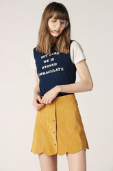 Marcia Suede Petal Skirt in Mustard The Label stoned immaculate 