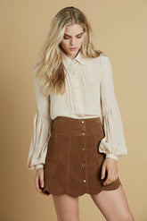 Marcia Suede Petal Skirt in Peanut The Label stoned immaculate 