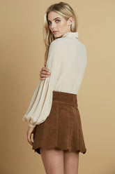 Marcia Suede Petal Skirt in Peanut The Label stoned immaculate 