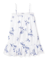 Girl's Twill Lily Nightgown in Indigo Floral Children's Nightgown Petite Plume 
