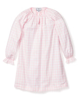 Girl's Twill Delphine Nightgown in Pink Gingham Children's Nightgown Petite Plume 